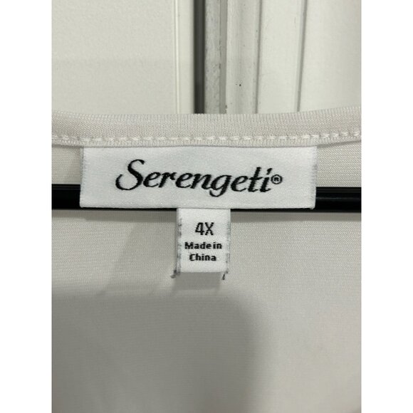 Serengeti Womens Plus Size V Neck Pleated Blouse 4X Polyester Spandex White Top - Picture 5 of 10